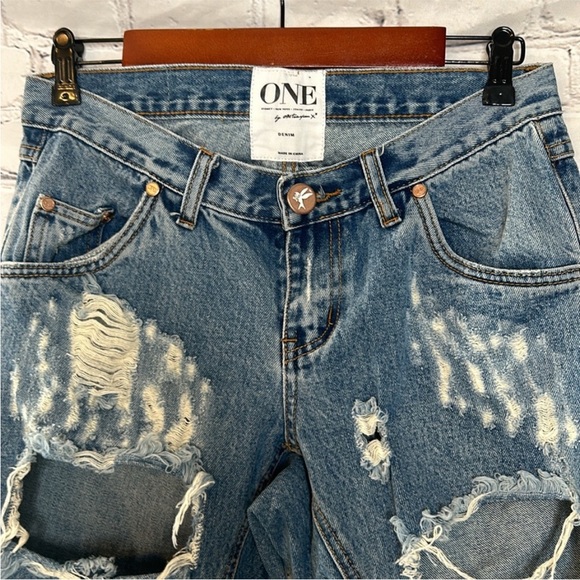 One Teaspoon Recid, Low Waist, Relaxed Hip, Drop Crotch, Tapered Jeans Size 26 - Picture 2 of 9